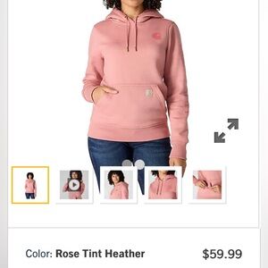 NEW Carhartt Women’s Relaxed Fit Rose Heather Hoodie Sweatshirt Sz M Midweight